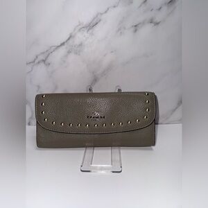 Coach Taupe Studded Leather Women's Wallet EUC no callouts